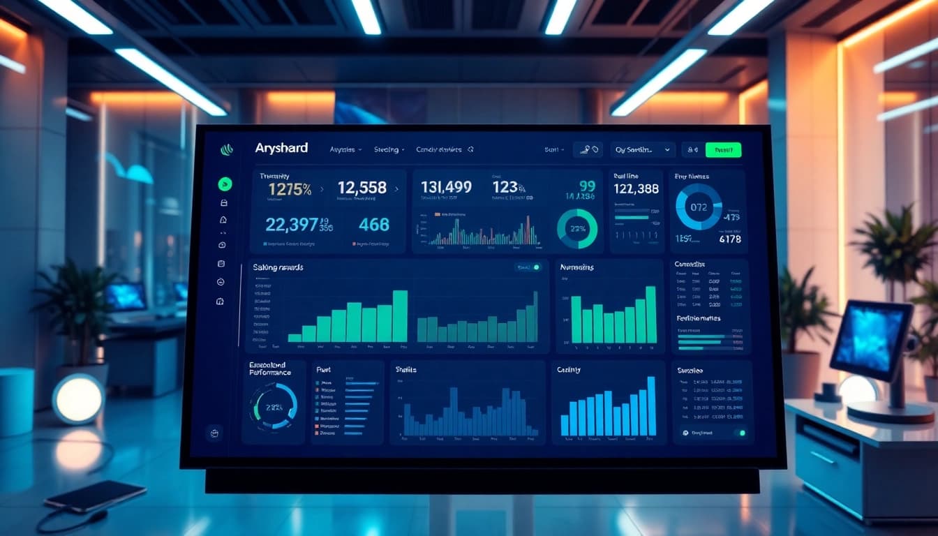Anyone Protocol Dashboard interface showcasing staking rewards and crypto metrics in a modern office.
