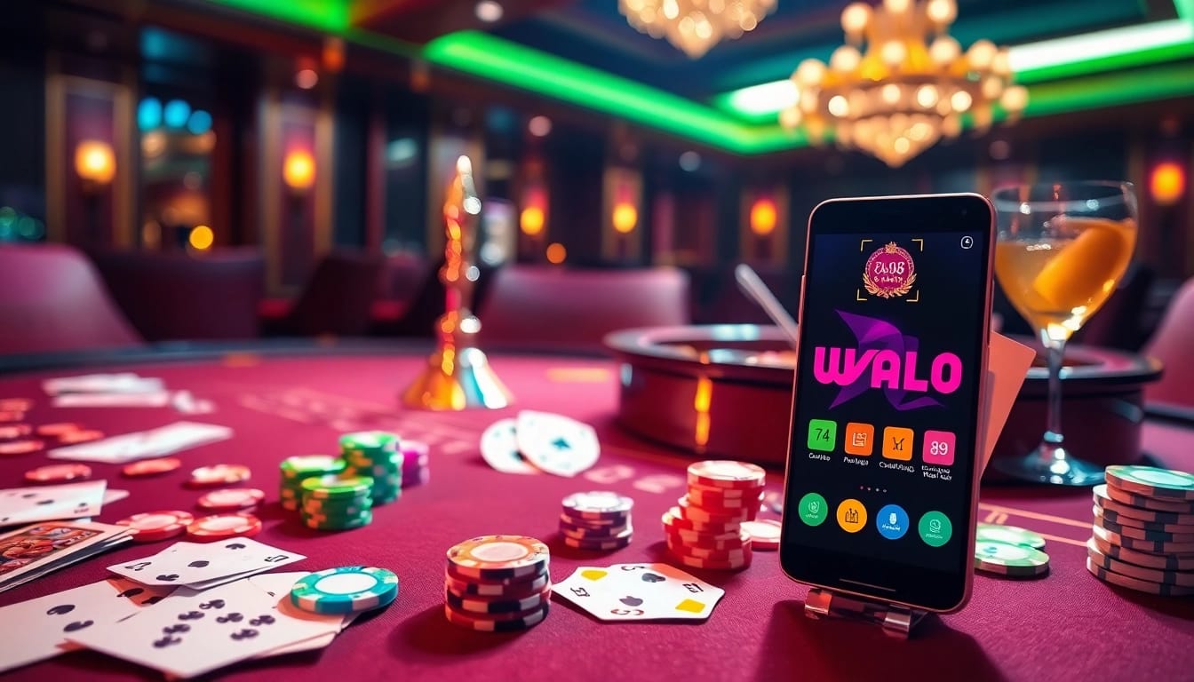 Experience thrilling gaming action at https://wala88.free/ with vibrant casino atmosphere featuring poker chips and roulette.