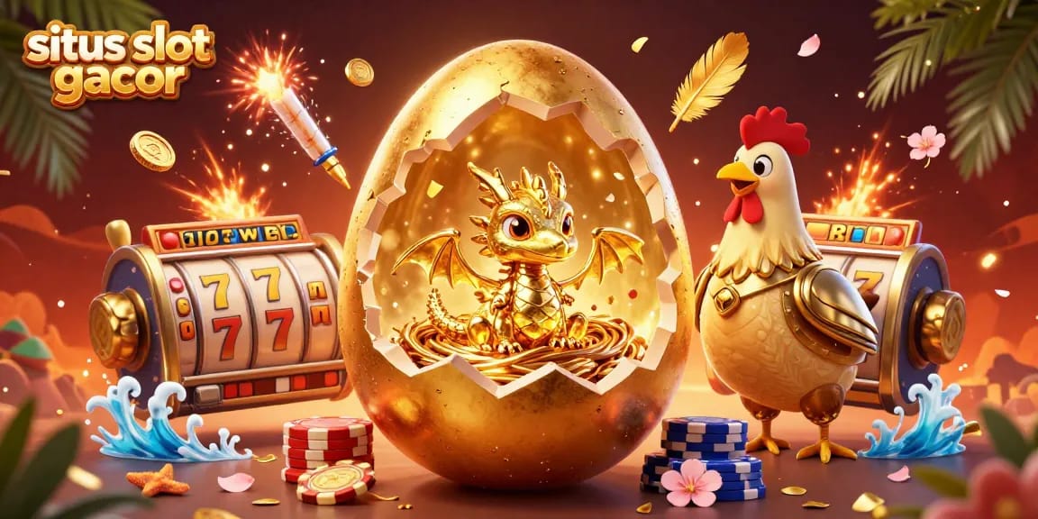 Experience the thrill of winning at situs slot gacor with a vibrant 3D illustration featuring lucky jackpots and golden characters.