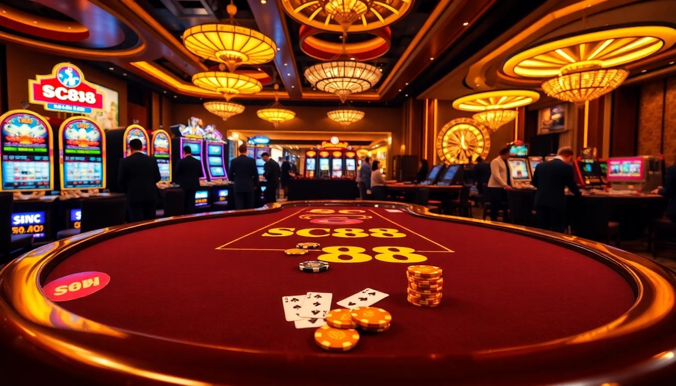 Place bets at an exhilarating SC88 casino table, showcasing luxury gaming elements.