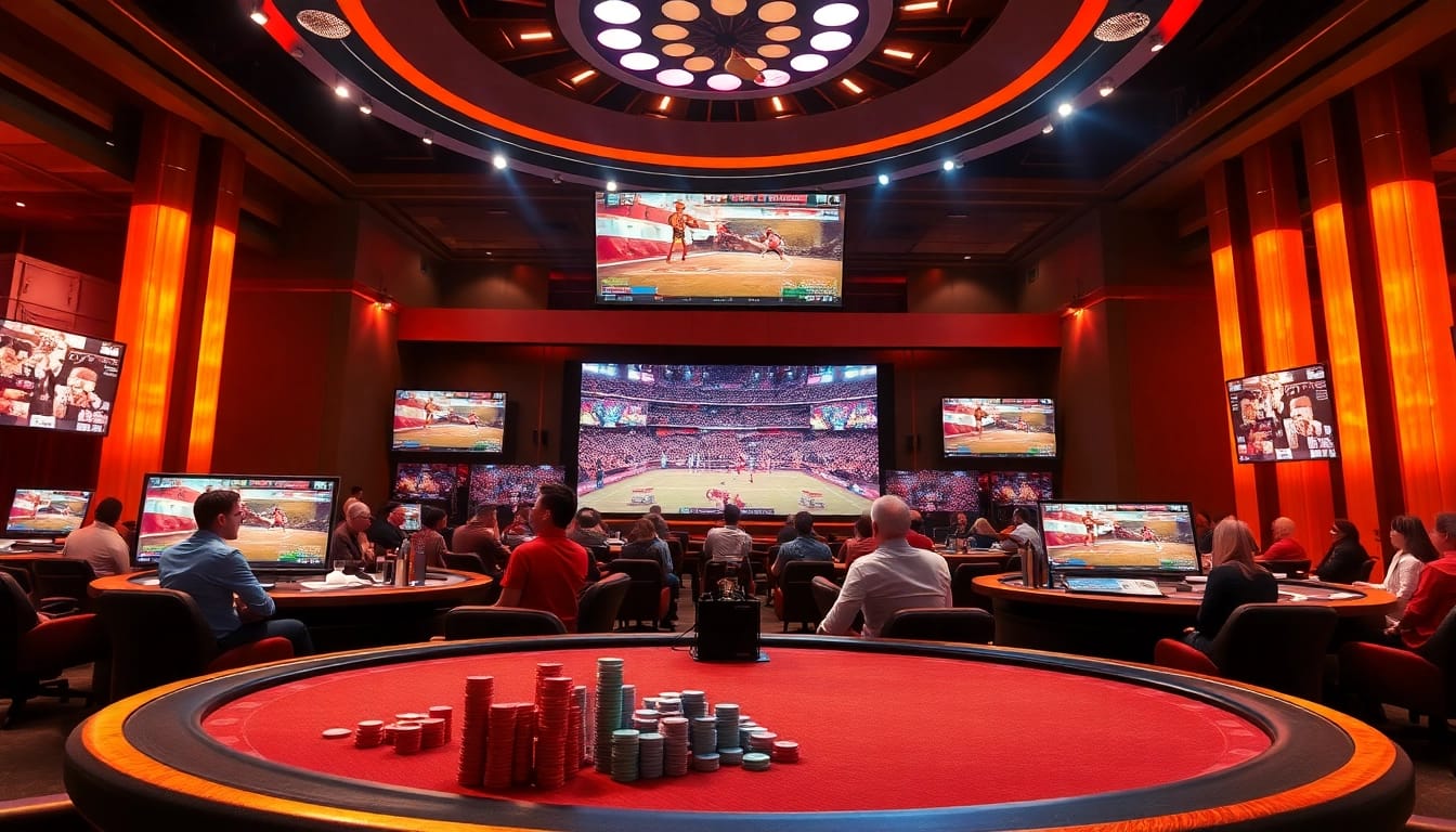 xem đá gà trực tiếp with a vibrant online betting environment featuring live commentary and gaming elements.