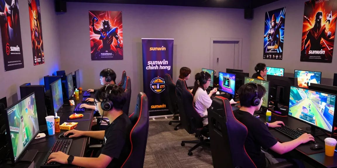 Exciting gaming environment with diverse players enjoying sunwin chinh hang, showcasing vibrant game graphics and a lively atmosphere.