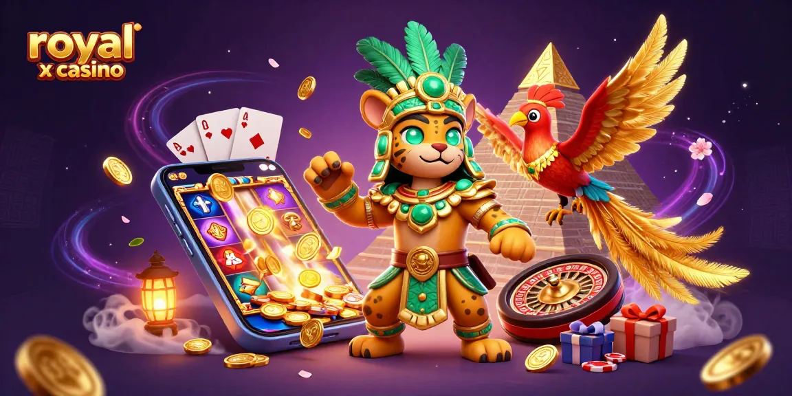 Experience royal x casino thrill with a vibrant 3D illustration showcasing dynamic gaming action.