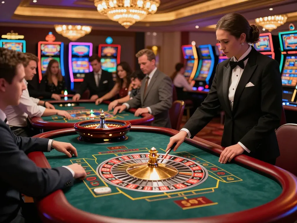 Players engaging in roulette action at https://go8.onl/, showcasing excitement and strategic gameplay in a lavish casino