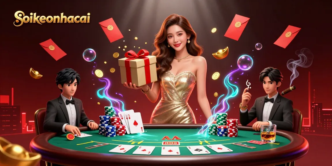 Place bets confidently with soikeonhacai as the stunning Asian model presents a festive Lunar New Year atmosphere.
