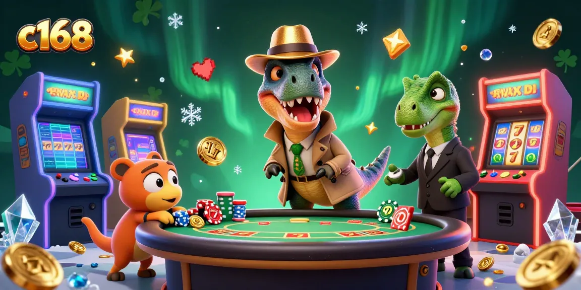 Engage with the vibrant casino atmosphere of c168 with a clever velociraptor card counter at play.