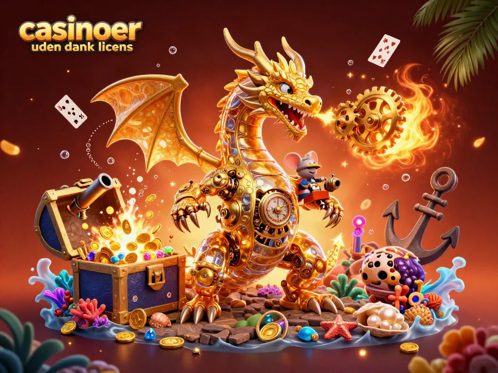 Experience thrilling moments at casinoer uden dansk licens with a golden dragon and treasure in vibrant 3D
