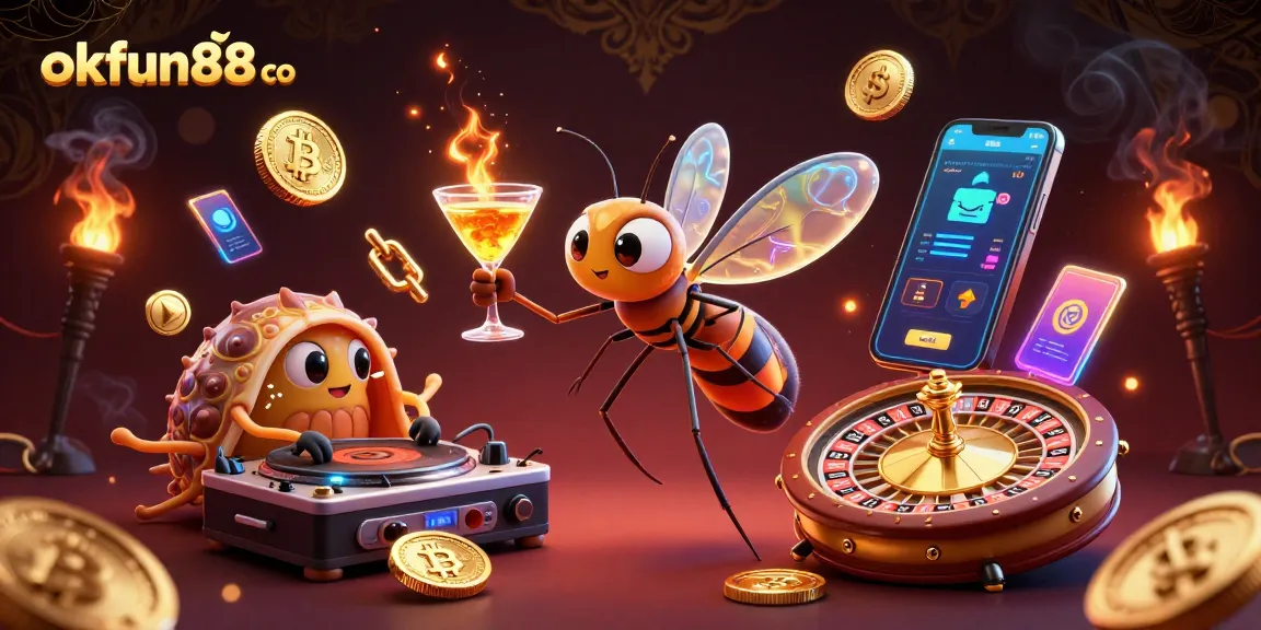 Experience entertainment at okfun88 co with a vibrant casino scene filled with gaming elements.