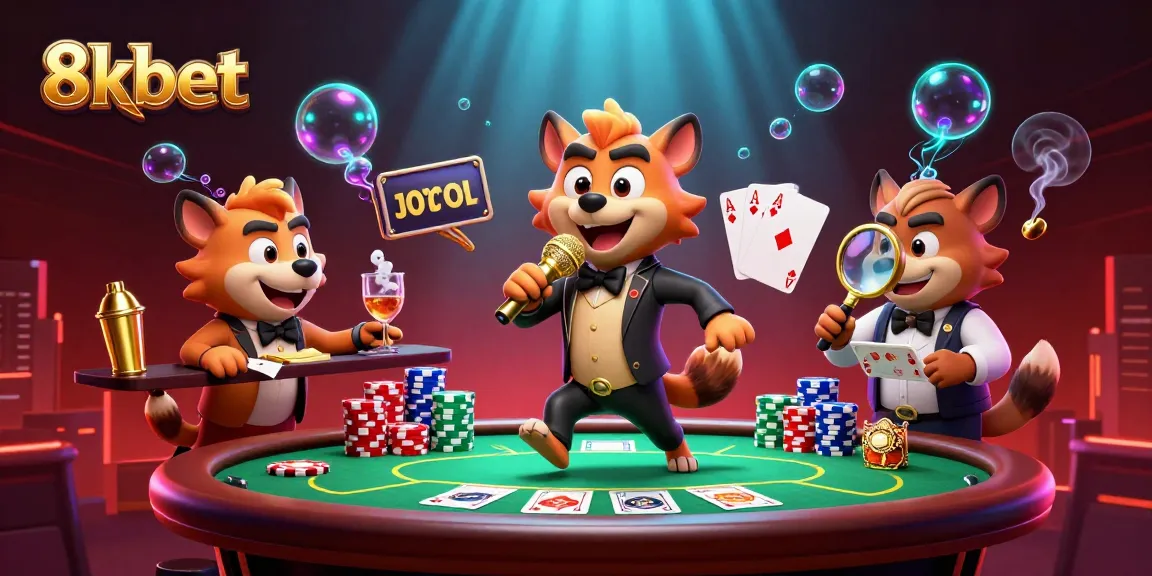 Experience thrilling gameplay with 8kbet in a vibrant casino scene featuring hyenas.