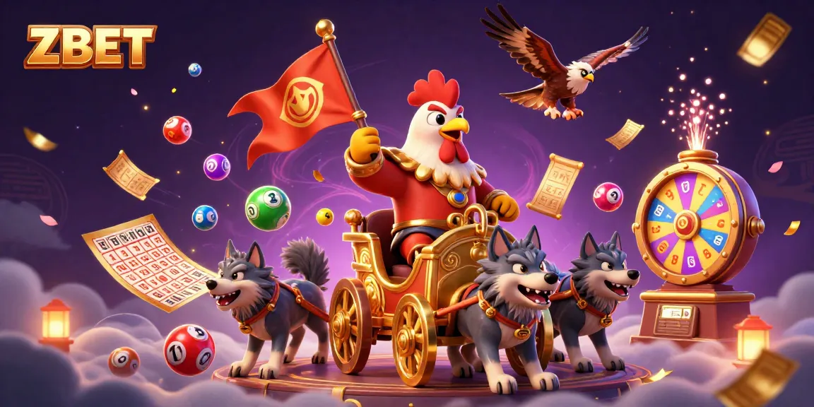 ZBET's dynamic 3D casino scene with a rooster warlord, showcasing excitement and gambling action.