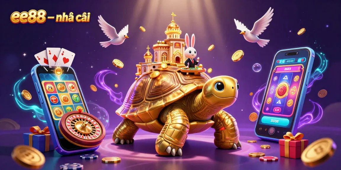 Experience the excitement of ee88 – nhà cái through a vibrant casino scene with characters and game elements.