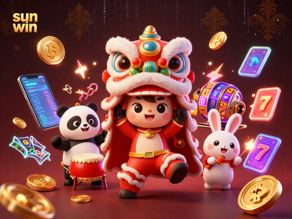 Engage in thrilling gameplay at sun win with vibrant slots and animated characters in an exciting casino atmosphere.