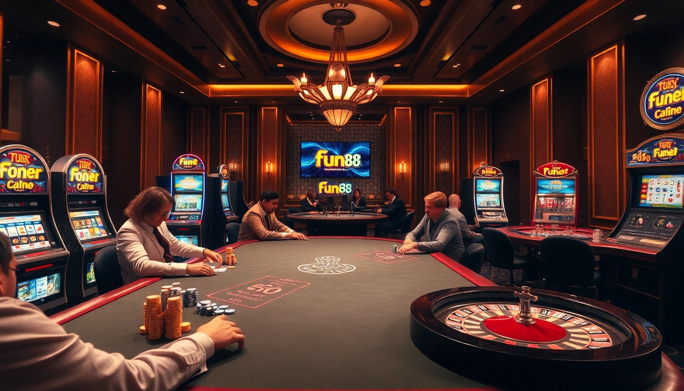 Experience thrilling gameplay at fun 88 with vibrant casino tables and dynamic gambling action.