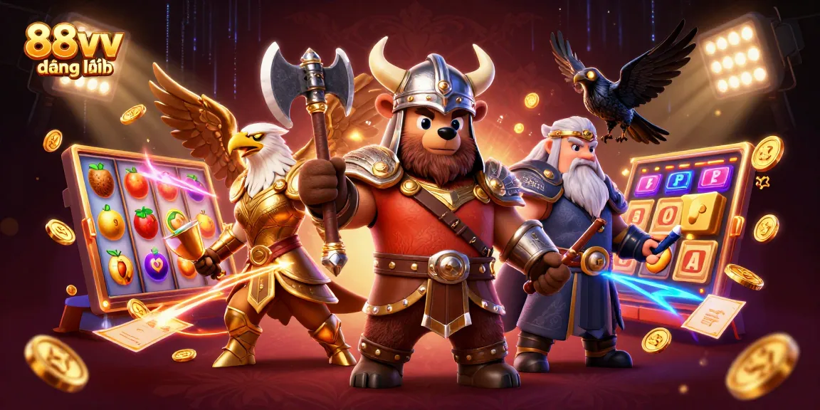 Engage with 88vv đăng nhập and experience thrilling casino games, featuring dynamic slots, vibrant coins, and colorful characters.