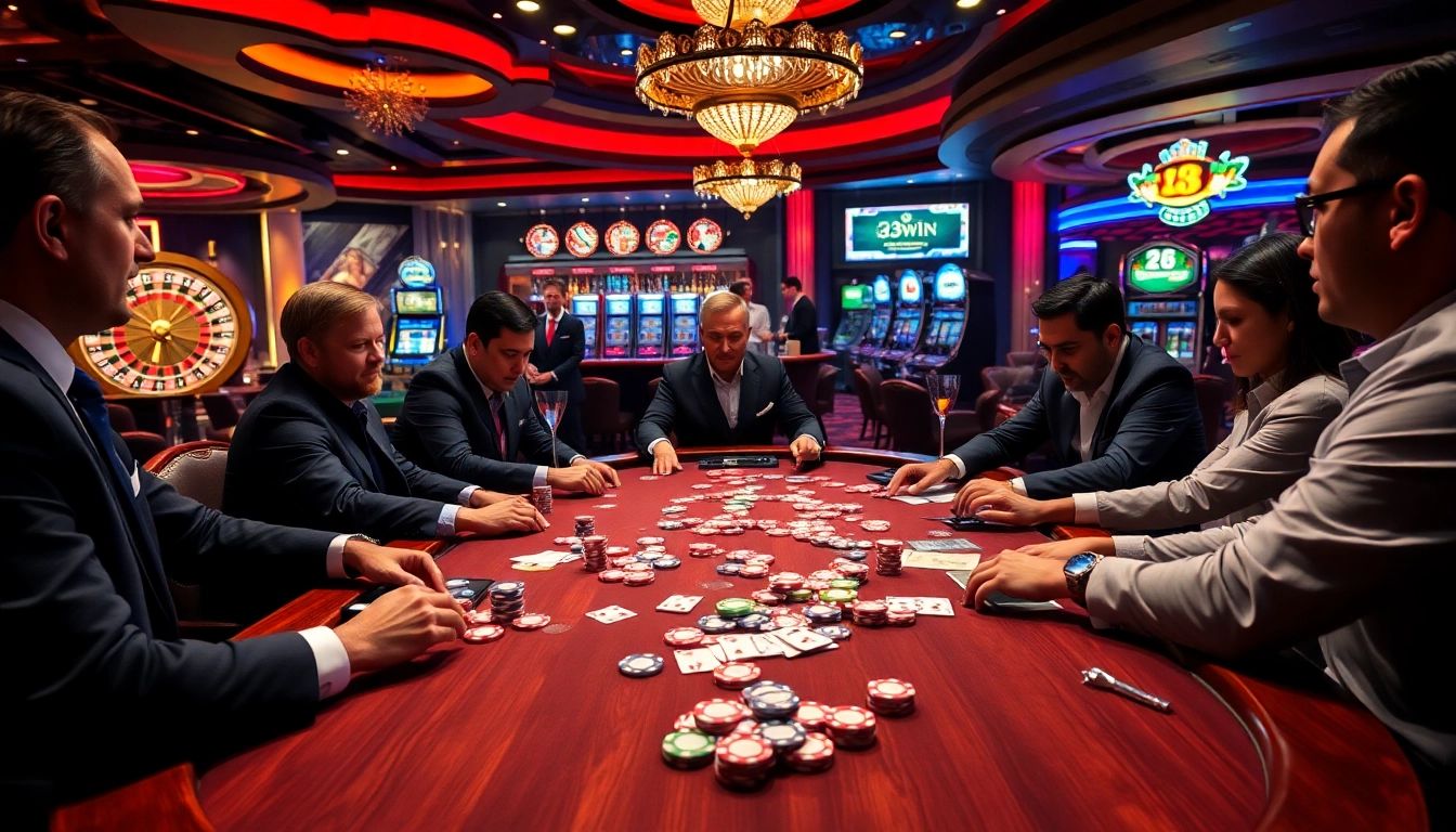 Experience the thrill of casino gaming with 23win at a high-stakes poker table.