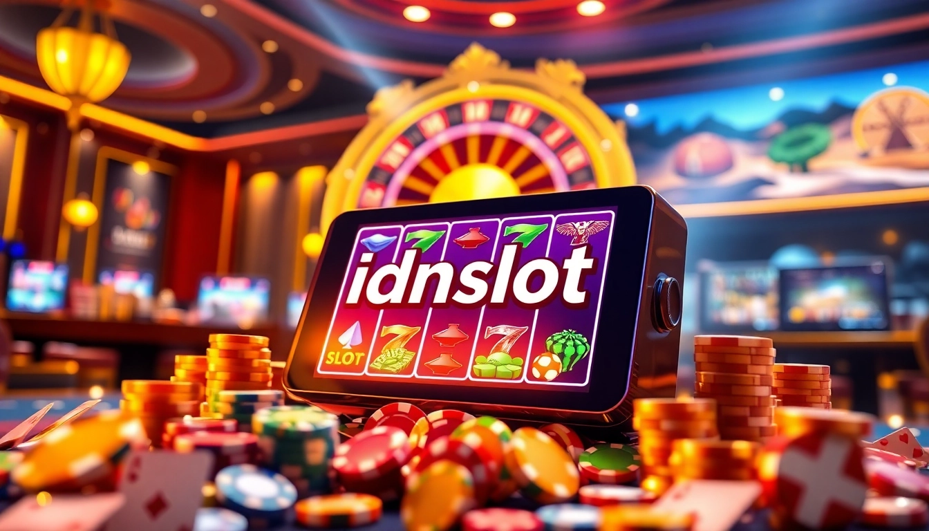 Experience thrilling gameplay at idnslot with vibrant online slot machines and casino elements.