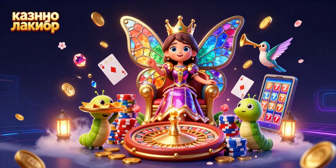 Experience excitement at Казино Лакибир with vibrant 3D characters and dazzling casino elements.