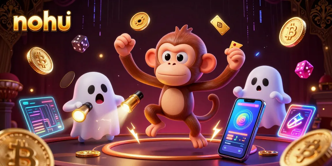 Experience nohu's captivating casino adventure as a mischievous poltergeist juggles in a ghostly scene.