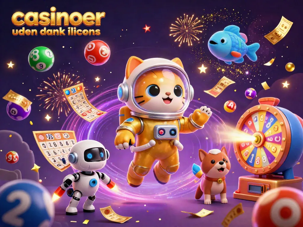 Play exciting games at casinoer uden dansk licens with a dynamic space-themed illustration.