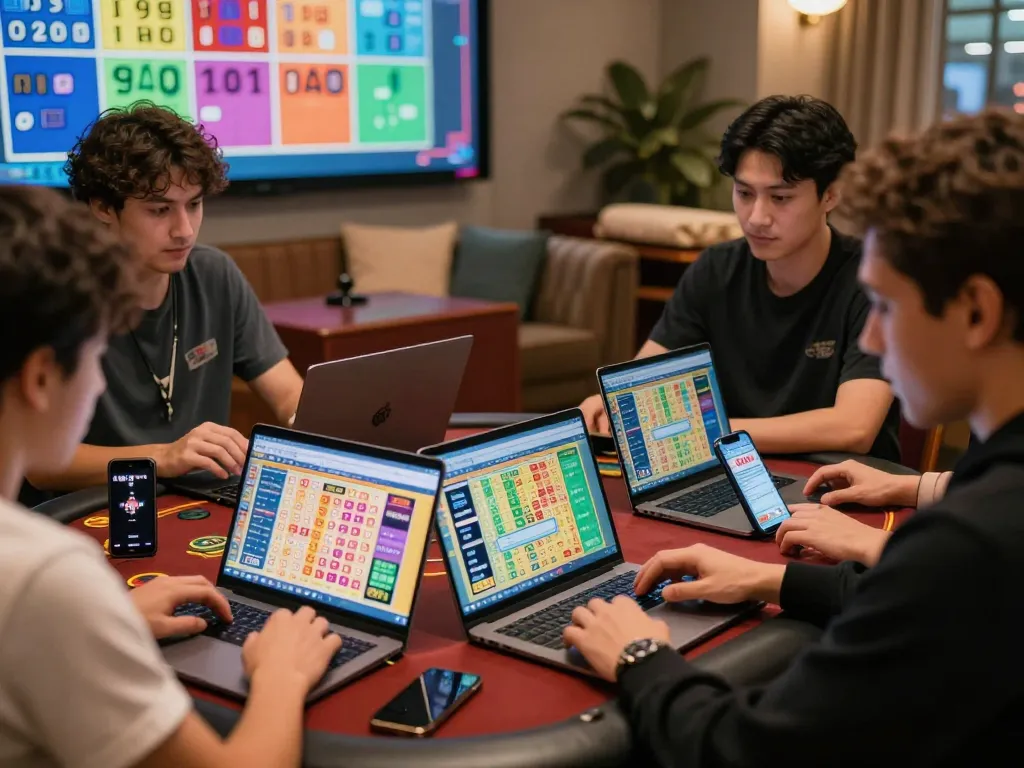 Players enjoying lô đề hôm nay online, showcasing excitement and engagement in a cozy gaming environment