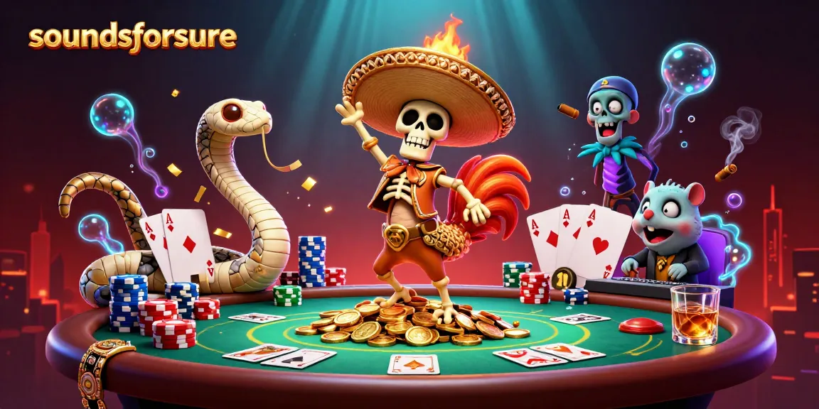 Experience the thrill of gambling with soundsforsure in a vibrant, animated casino scene.