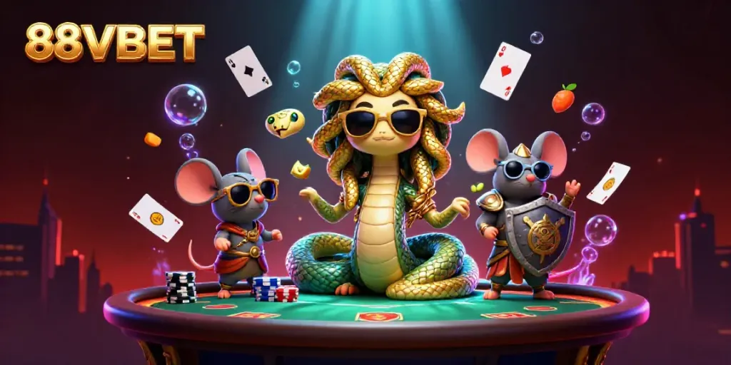 Experience exhilarating gameplay with 88VBET, featuring vibrant casino elements and animated characters.