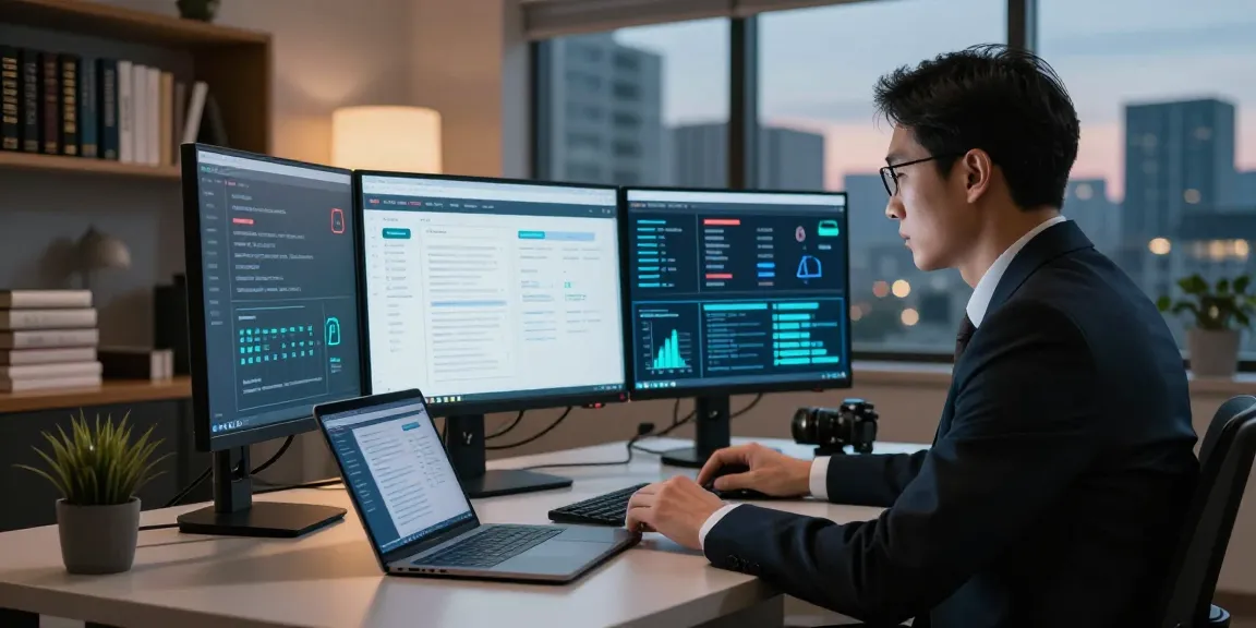 Monitor showing document fraud detection alerts in a cyber secure office environment