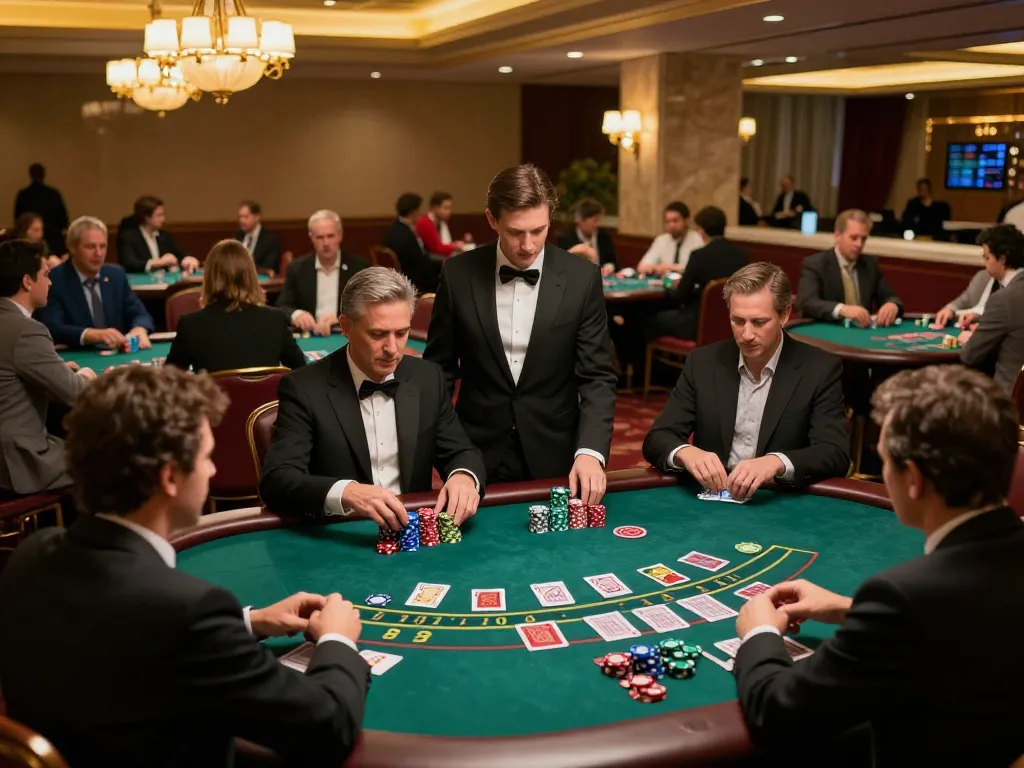 Players strategizing at 789Club's blackjack tables in an upscale casino setting.