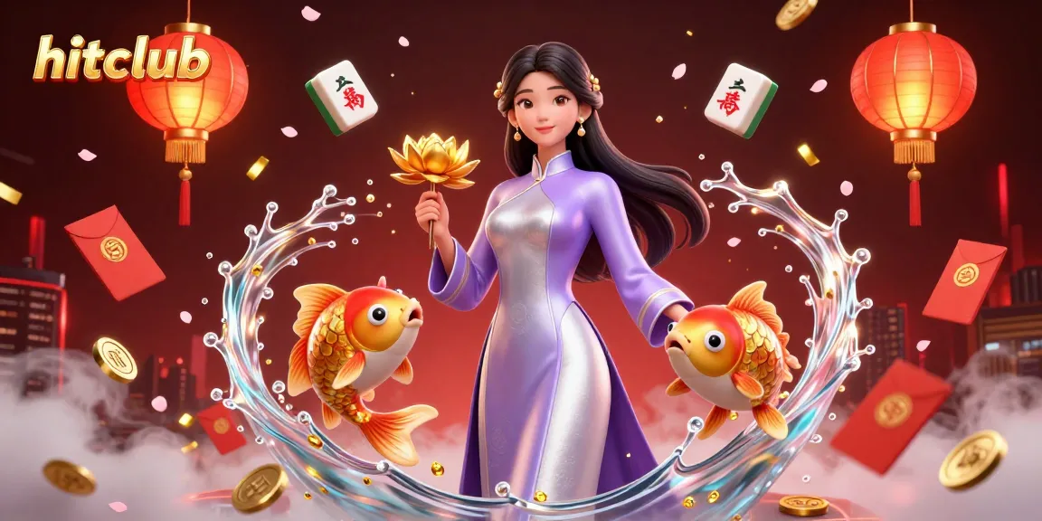 Engage in thrilling experiences at hitclub with stunning 3D illustration of Asian woman in a casino setting.