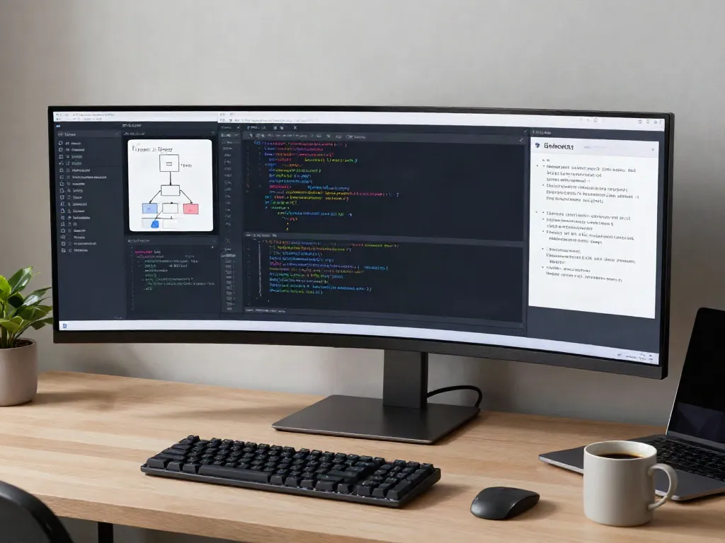 sca code analysis workspace for software development, featuring monitors and coding tools in a modern tech setup.