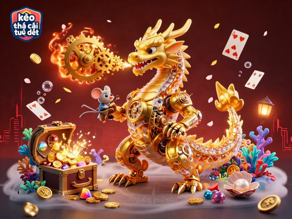 Engage in kèo nhà cái trực tiếp with a vibrant 3D illustration showcasing an elaborate gambling scene filled with dynamic elements.