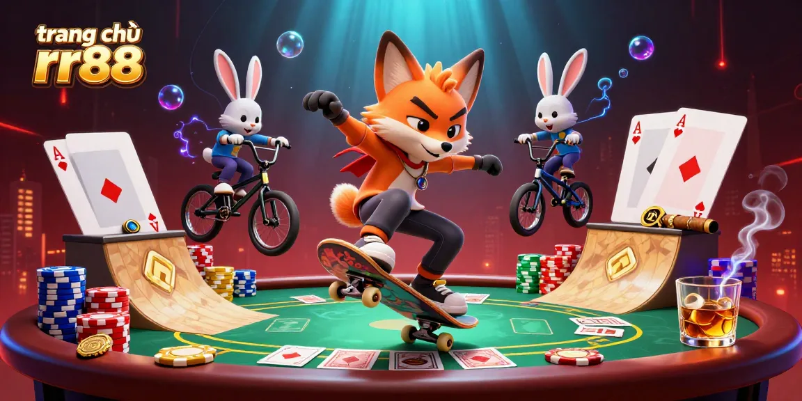 Engage on trang chủ rr88 with a vibrant 3D representation of gambling fun featuring charismatic cartoon characters.