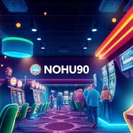 NOHU90 gaming portal with vibrant slot machines and live casino atmosphere