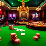Experience the excitement of UU88 casino with vibrant poker tables and illuminated slot machines.