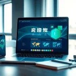 快连下载 app on a laptop showcasing global connectivity in a modern workspace.