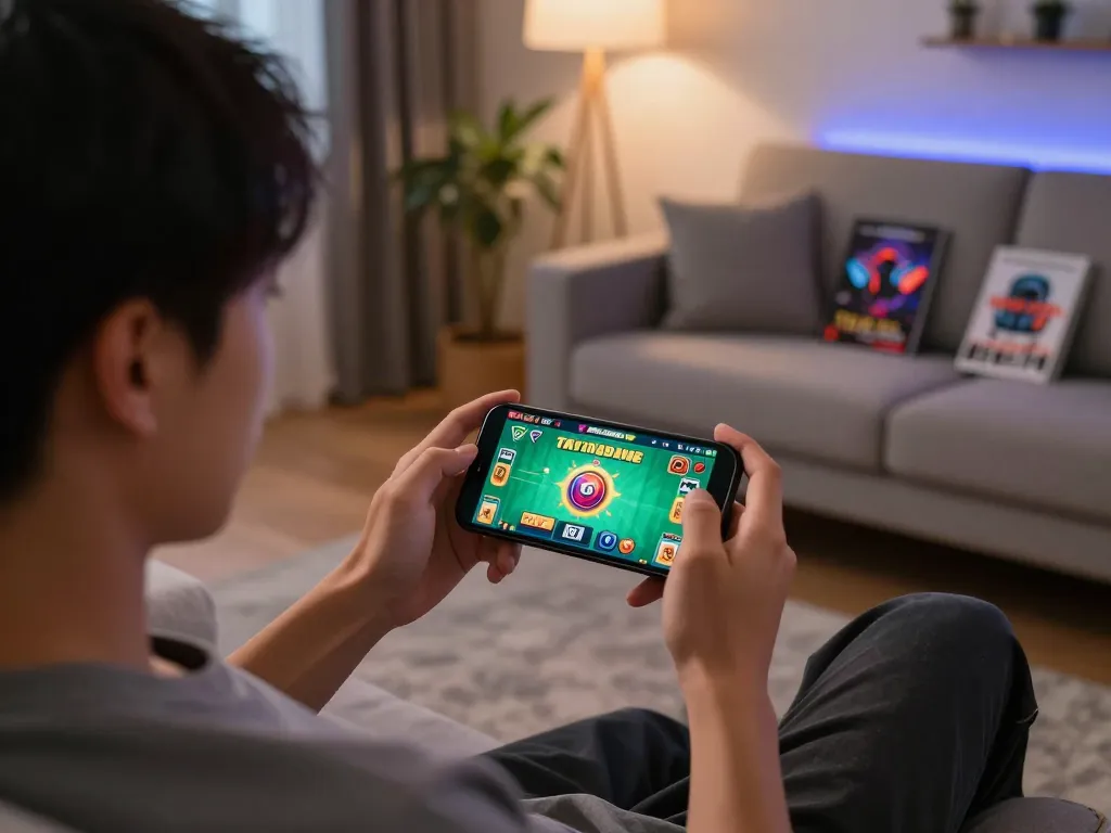Taking on Tài Xỉu online uy tín through a smartphone, immersed in strategic gameplay.