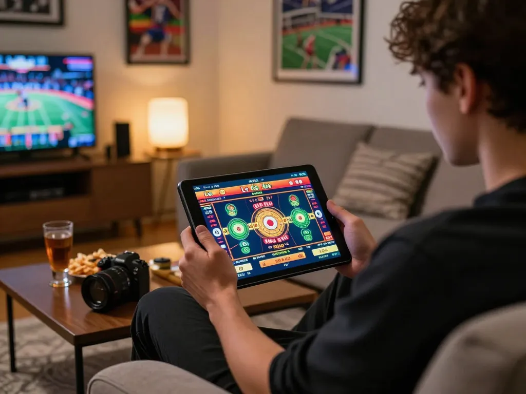 Engaging lô đề online gaming experience in a cozy home setting.