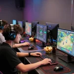 Engaged players in a rik vip online gambling tournament, showcasing intense focus and excitement.