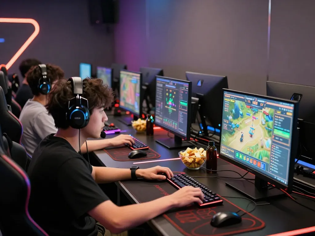 Engaged players in a rik vip online gambling tournament, showcasing intense focus and excitement.
