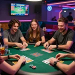 Playing card games and enjoying the excitement of tải sunwin in a lively gaming lounge.