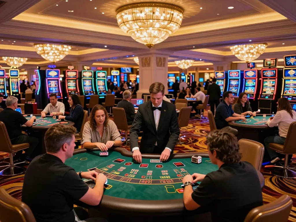 Hitclub facilitates thrilling blackjack gameplay on a luxurious casino floor.