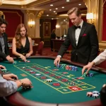 Experience thrilling roulette gameplay at QQ88's luxurious casino with vibrant atmosphere.