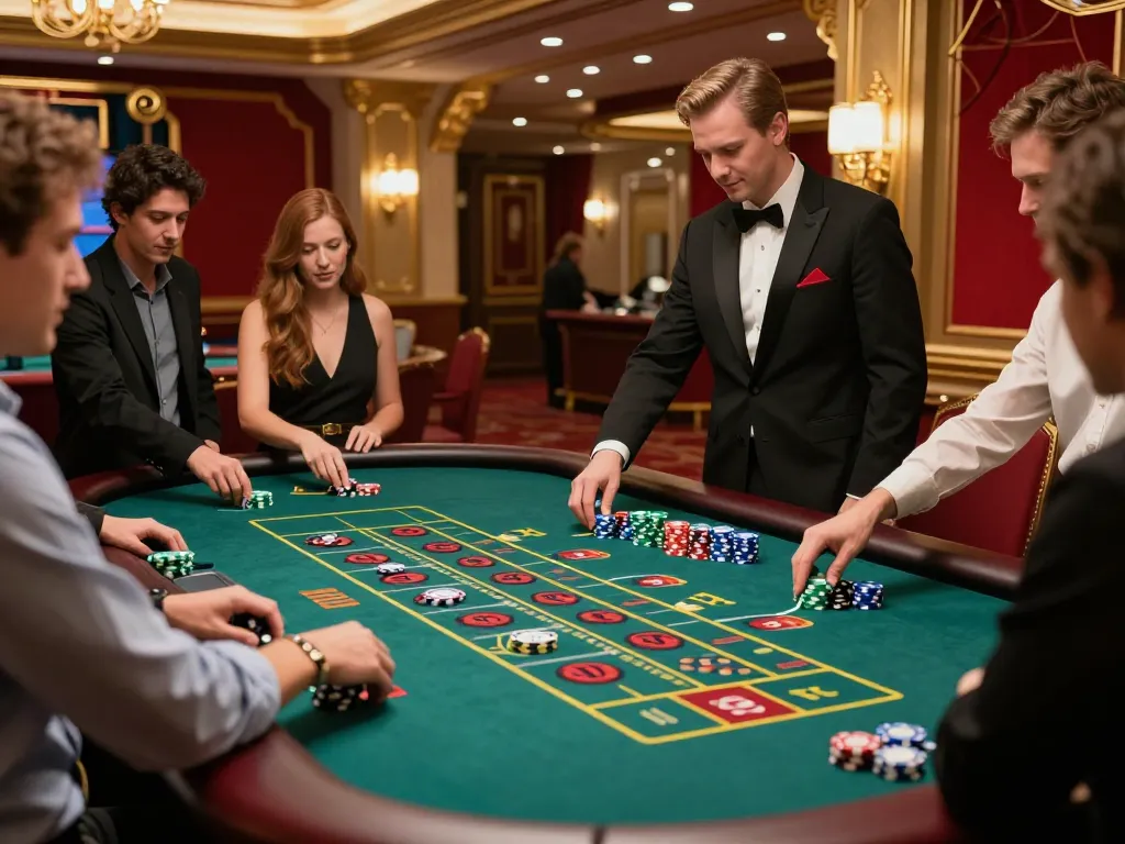 Experience thrilling roulette gameplay at QQ88's luxurious casino with vibrant atmosphere.