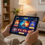 Enjoying Sunwin's online casino experience with vibrant graphics and a cozy atmosphere.