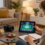Engaging with the link xo88 for an exciting online gaming experience at home with a cozy setup.