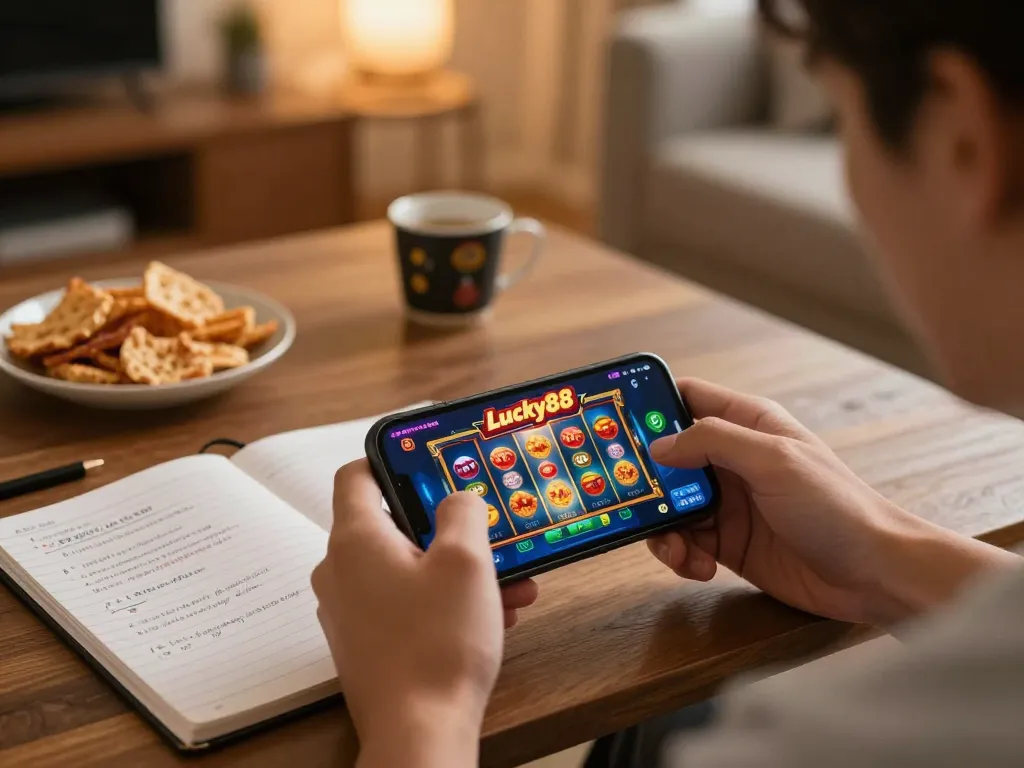 Engage with link lucky88 on mobile for exciting online gambling experiences in a cozy home setting.