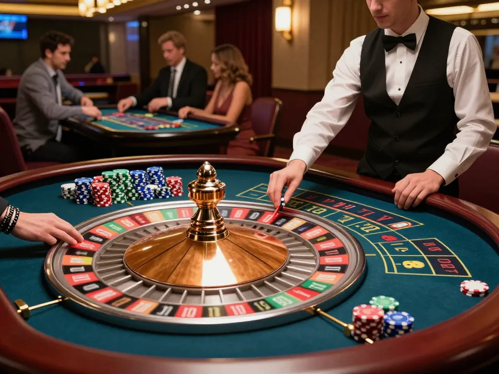 Experience the excitement of betting at XO88 with vibrant roulette action at an upscale casino.