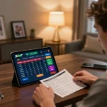 Xibet user actively placing bets in a cozy home setting, emphasizing strategic gambling experience.