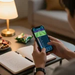 Persona che utilizza uno smartphone per scommesse live a casa, esplorando le opzioni di bookmaker con PayPal non AAMS per transazioni più facili.