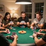 Players enjoy strategic poker gameplay at home, showcasing camaraderie and the excitement of XX88.